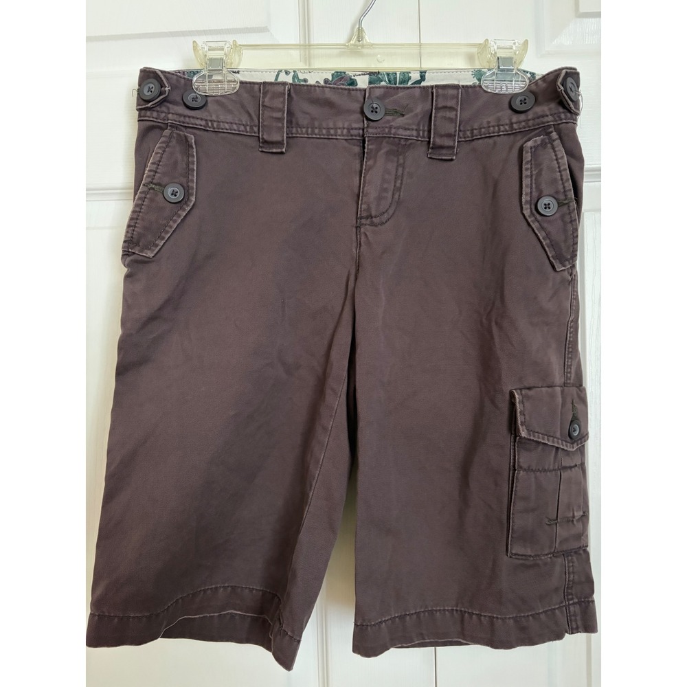 Old Navy Brown Cargo Shorts Mid Rise Cotton Twill Utility Pockets Womens Size 1